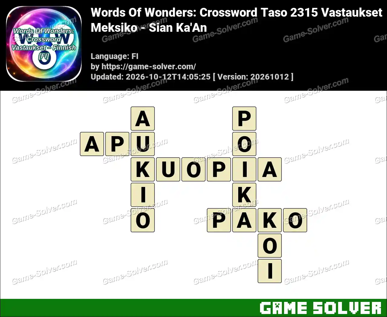 Words Of Wonders: Crossword Taso 2315 Vastaukset – Meksiko – Sian Ka’An
